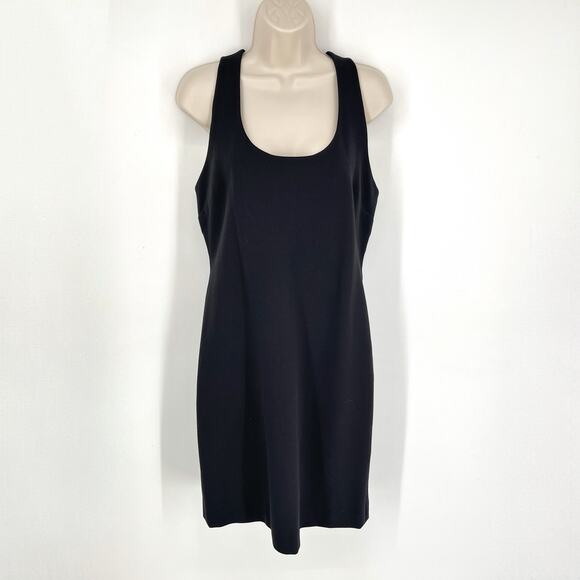 Boston Proper Scoop Neck Racerback Dress Sz 12 Black Sleeveless Bodycon Stretch - Picture 1 of 8
